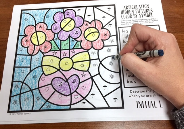 Color by Symbol Hidden Pictures - Valentines ~ A Speech Therapy Articulation Activity