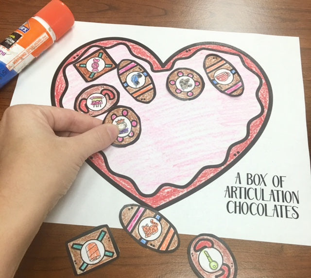 Una Caja De Chocolates De Articulación~ Speech Therapy Cut & Paste Craft in Spanish