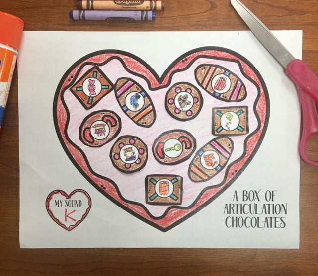 Una Caja De Chocolates De Articulación~ Speech Therapy Cut & Paste Craft in Spanish