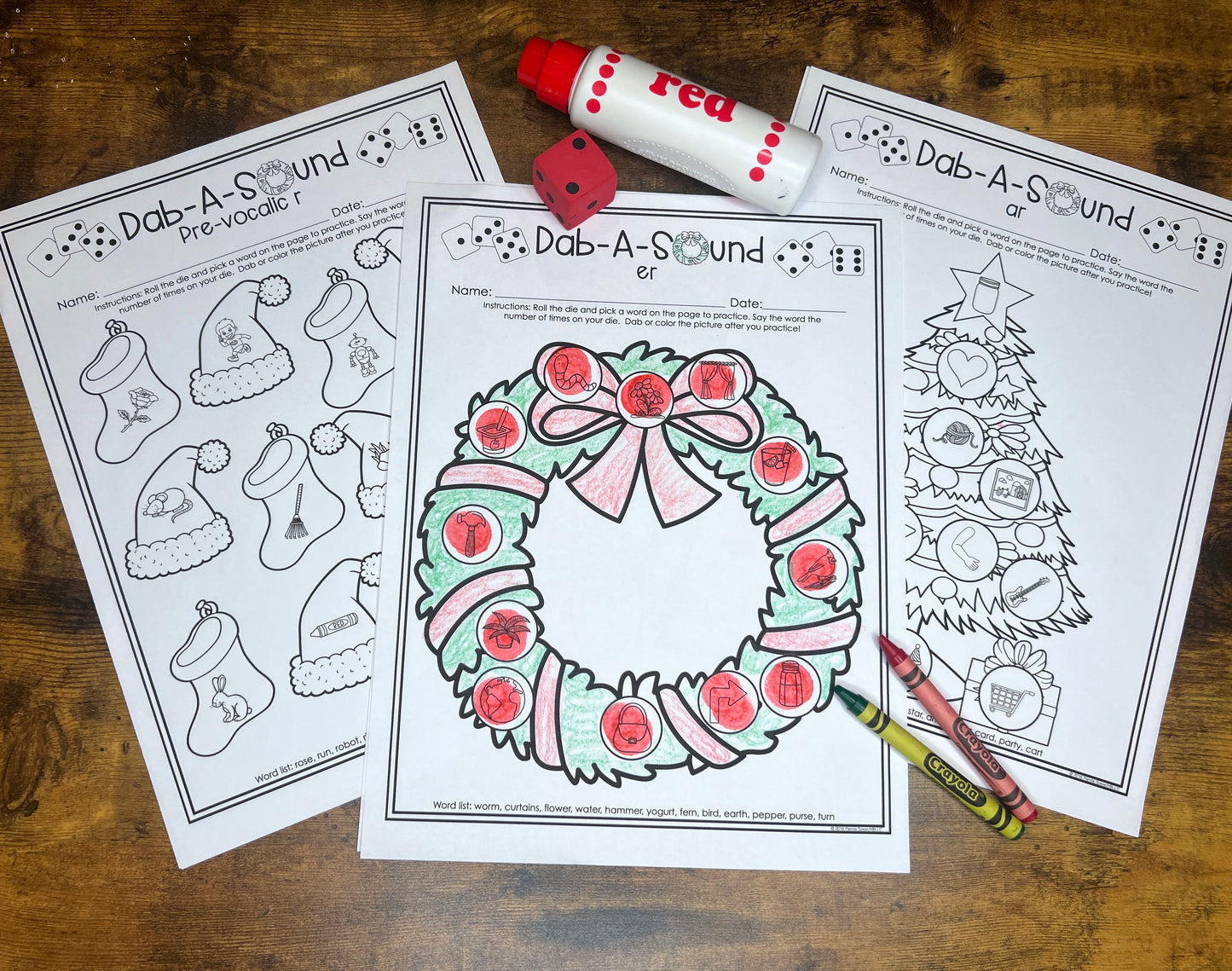 Dab a Sound Christmas Edition ~ Print & Go for Articulation Speech Therapy