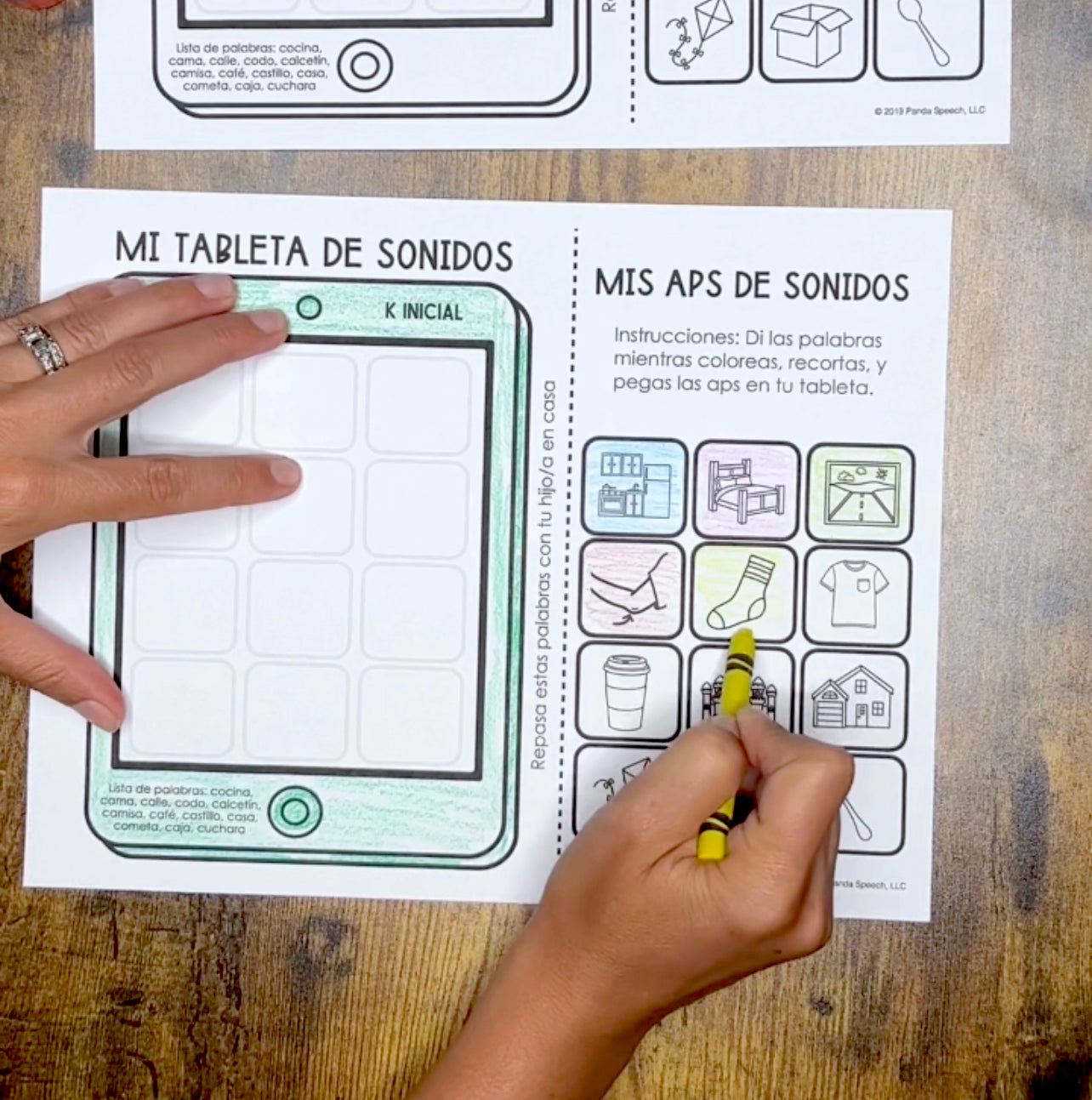 Mi Tableta de Sonidos y Vocabulario Speech Therapy Craft with Spanish Targets