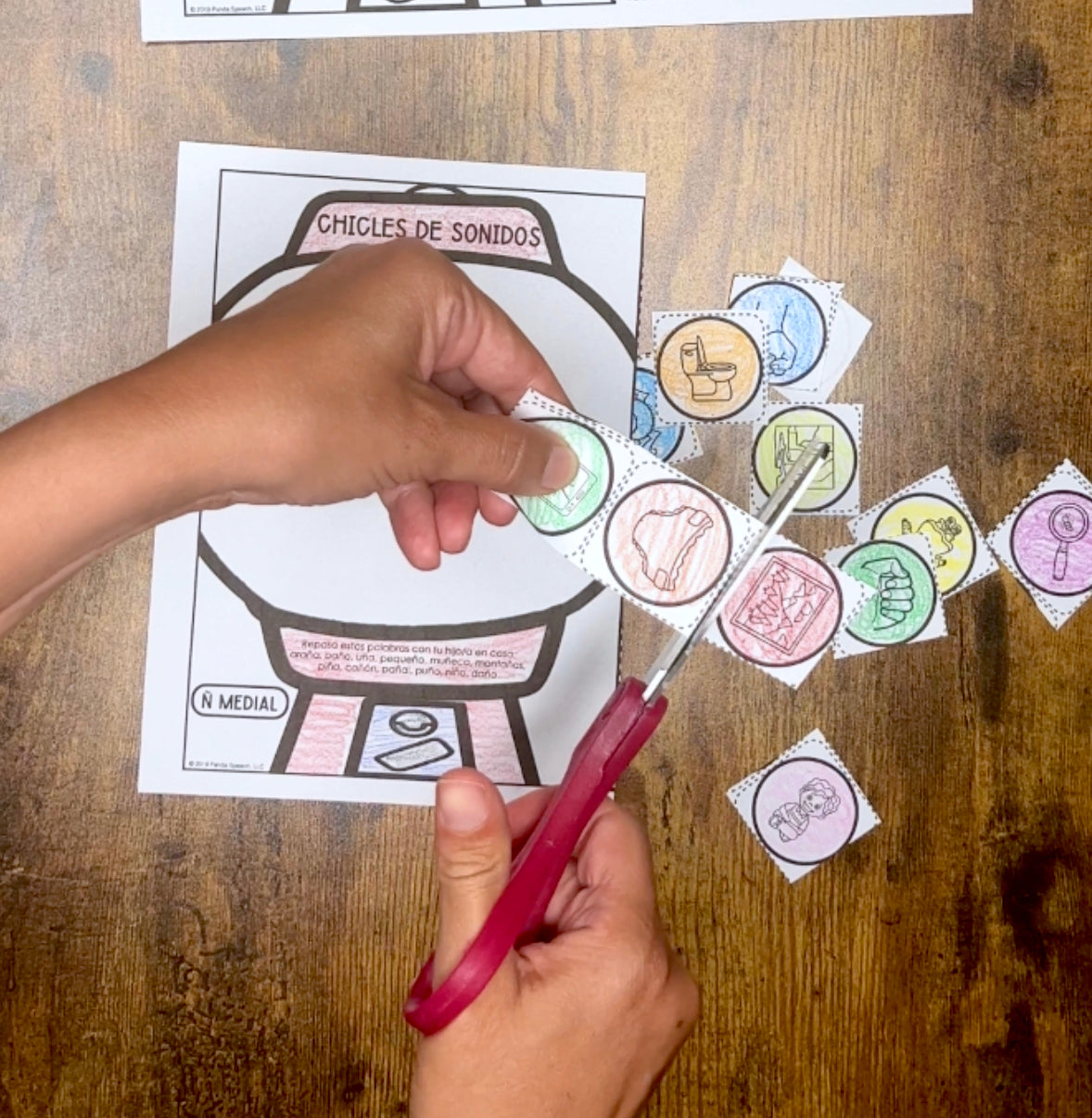 Chicles de Sonidos y Vocabulario Speech Therapy Craft with Spanish Targets