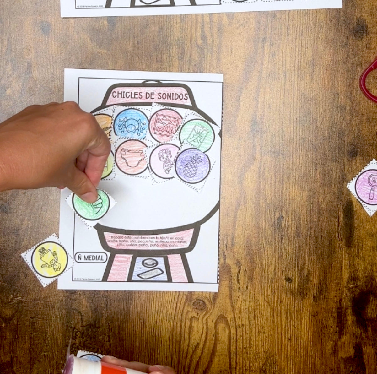 Chicles de Sonidos y Vocabulario Speech Therapy Craft with Spanish Targets