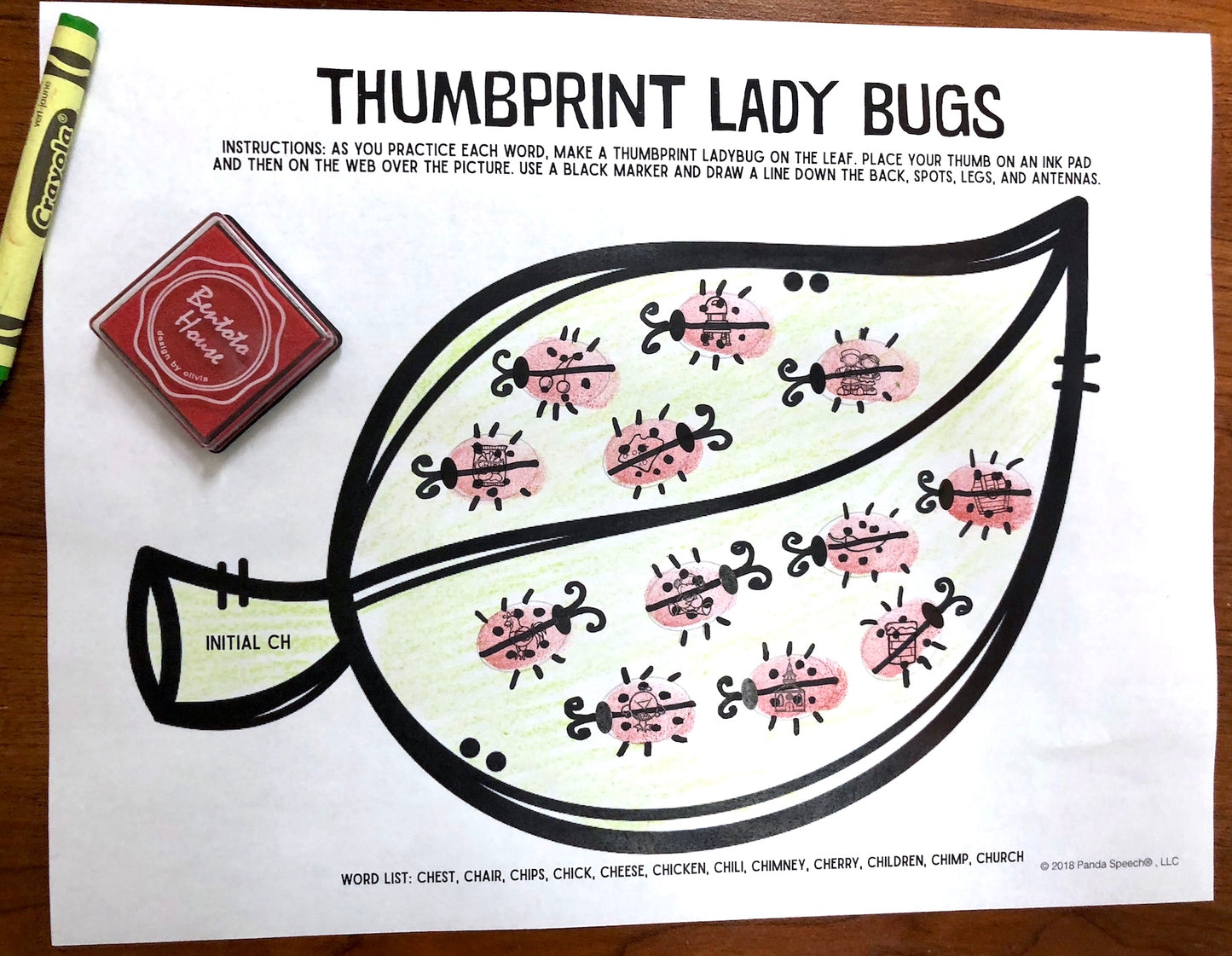 Lady Bug Thumbprints A Speech Therapy Craft Activity ~ Articulation Practice