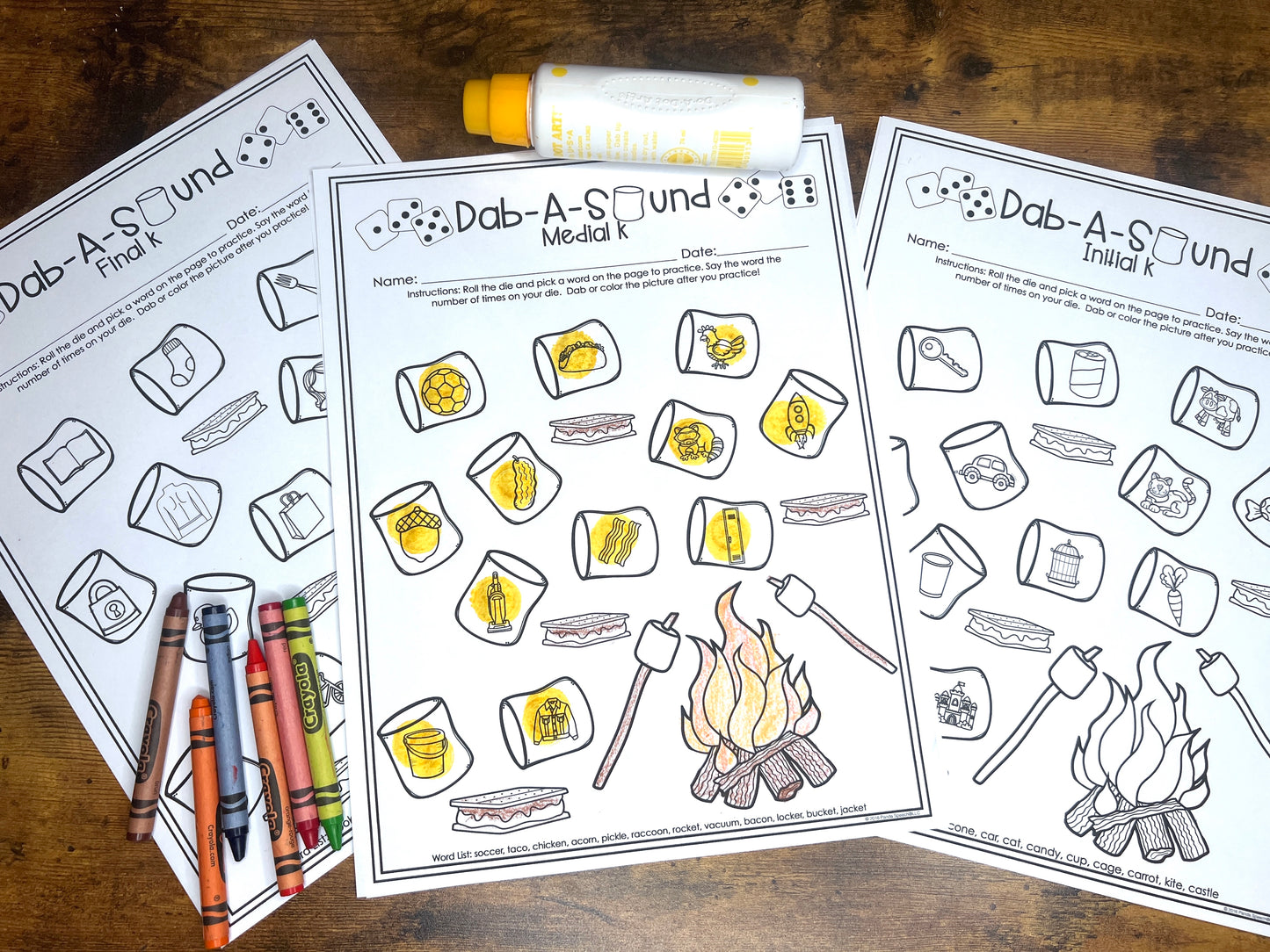 Dab a Sound S'Mores Edition ~ Print & Go for Articulation Speech Therapy