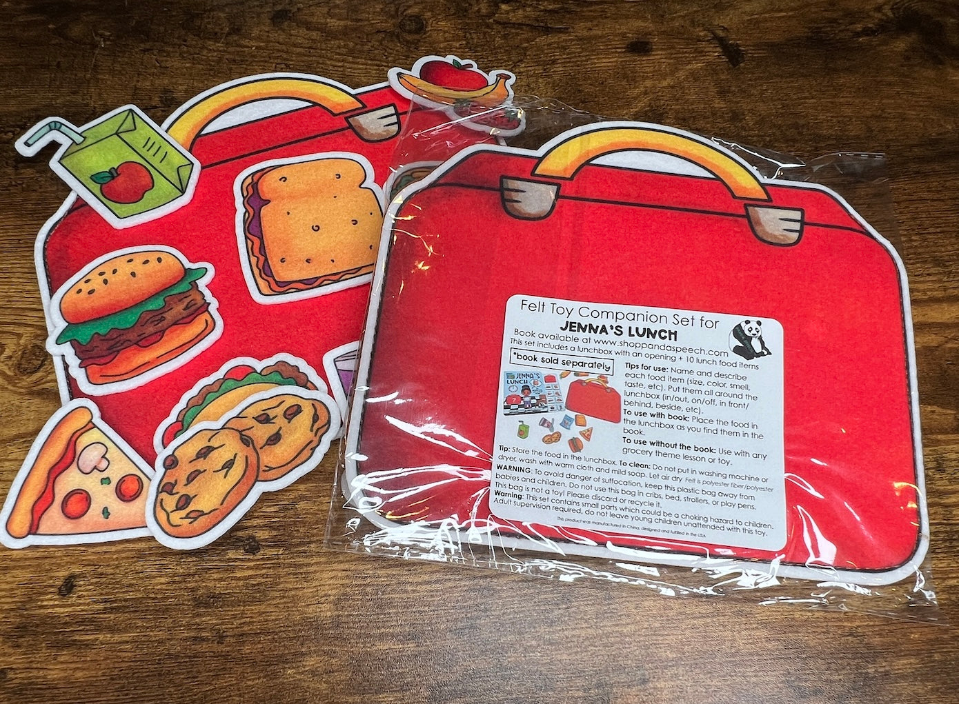 Felt Story Companion Set for Jenna's Lunch~ Felt lunchbox and food items (from book)