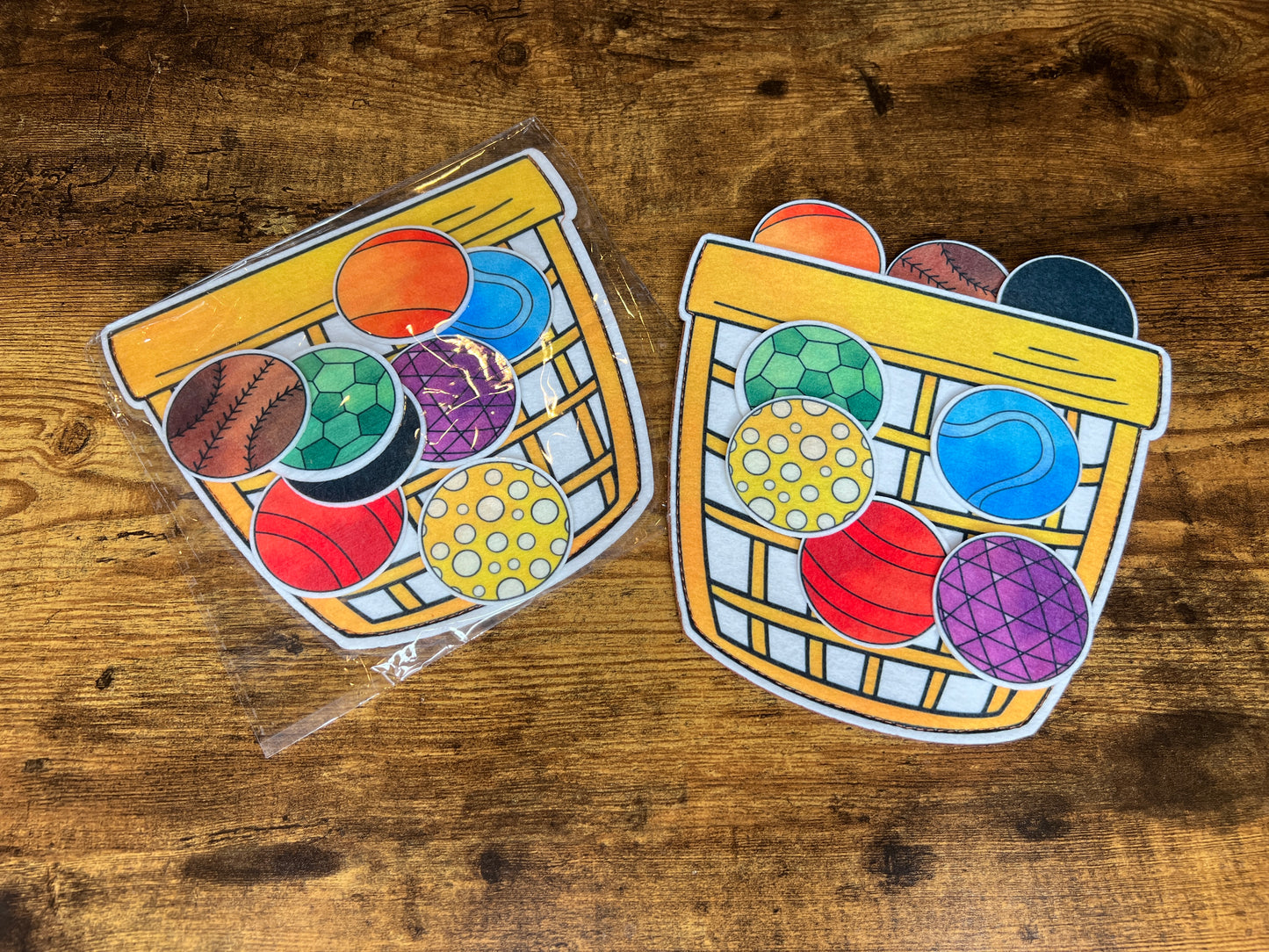 Felt Story Companion Set for Dottie's Favorite Ball~ Felt toy basket and balls (from book)