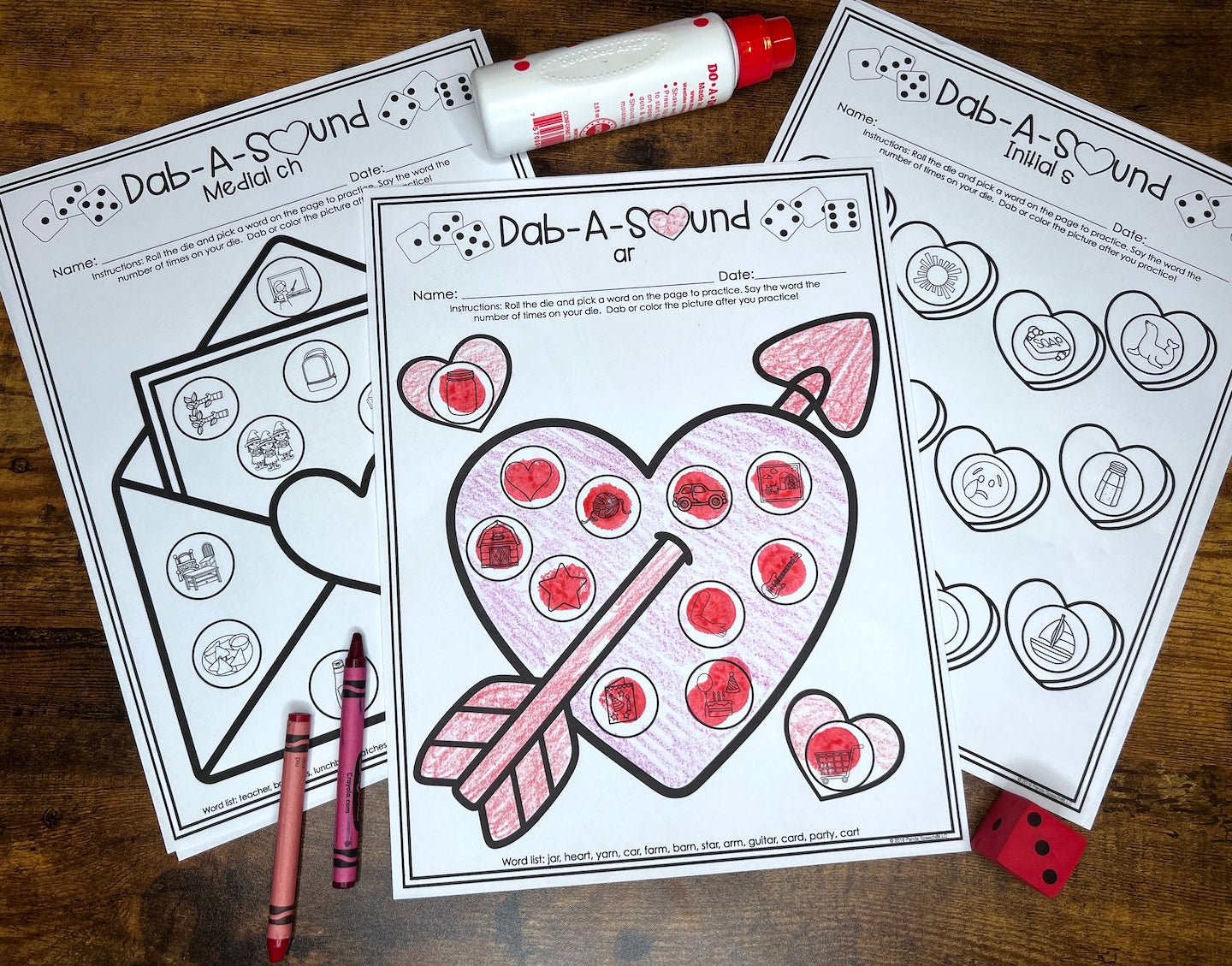 Dab a Sound Sweet Heart Edition ~ Print & Go for Articulation SpeechTherapy