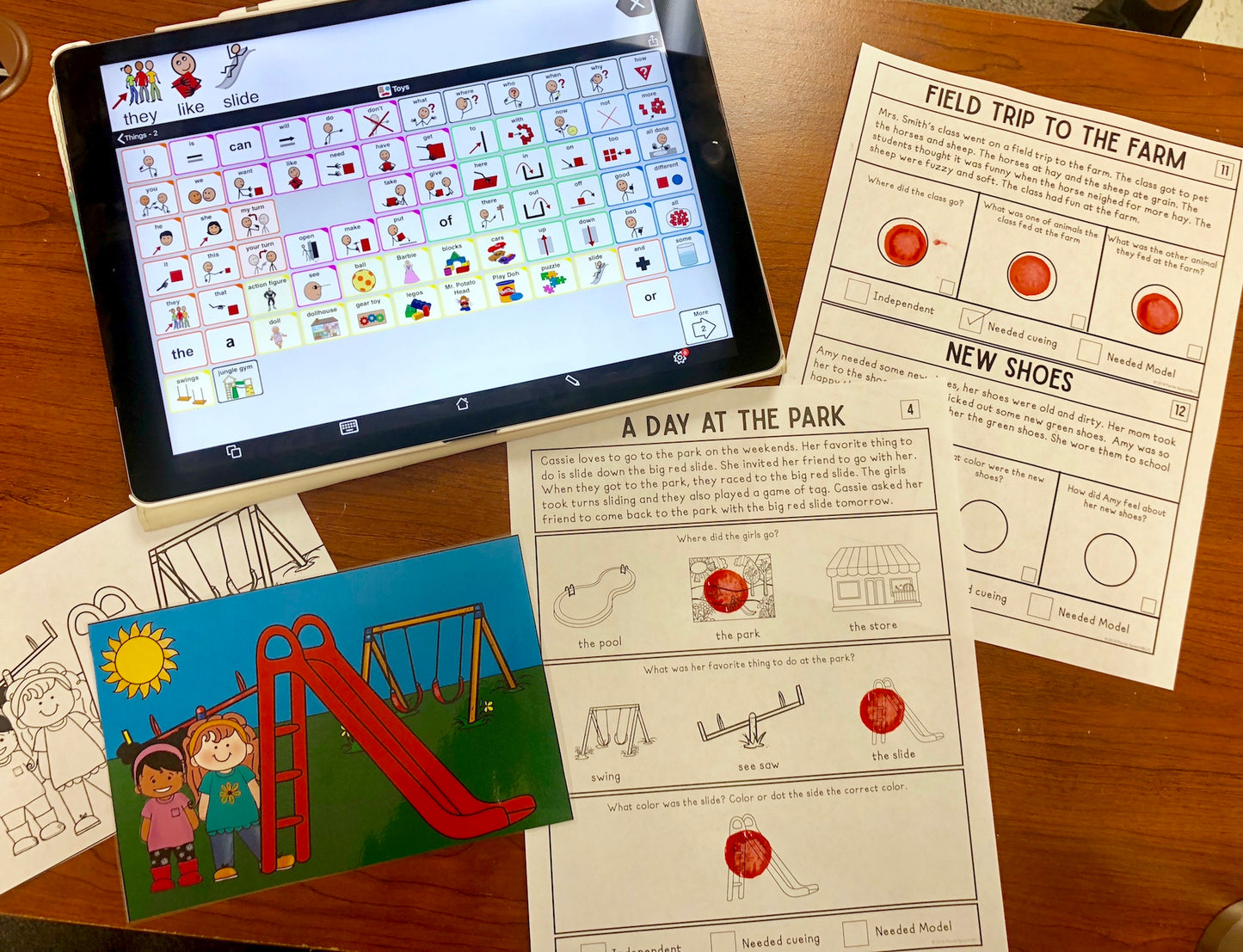 Simple Story Comprehension with picture support, great for AAC Users (Print and make activity)