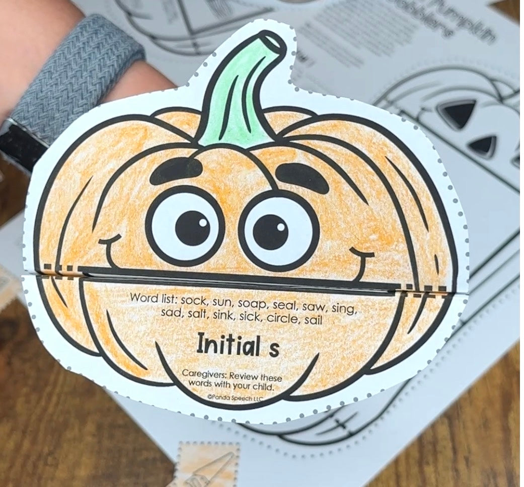 Speech Pumpkin Gobblers for Speech Therapy ~ Articulation and Language No Prep One Page Craft