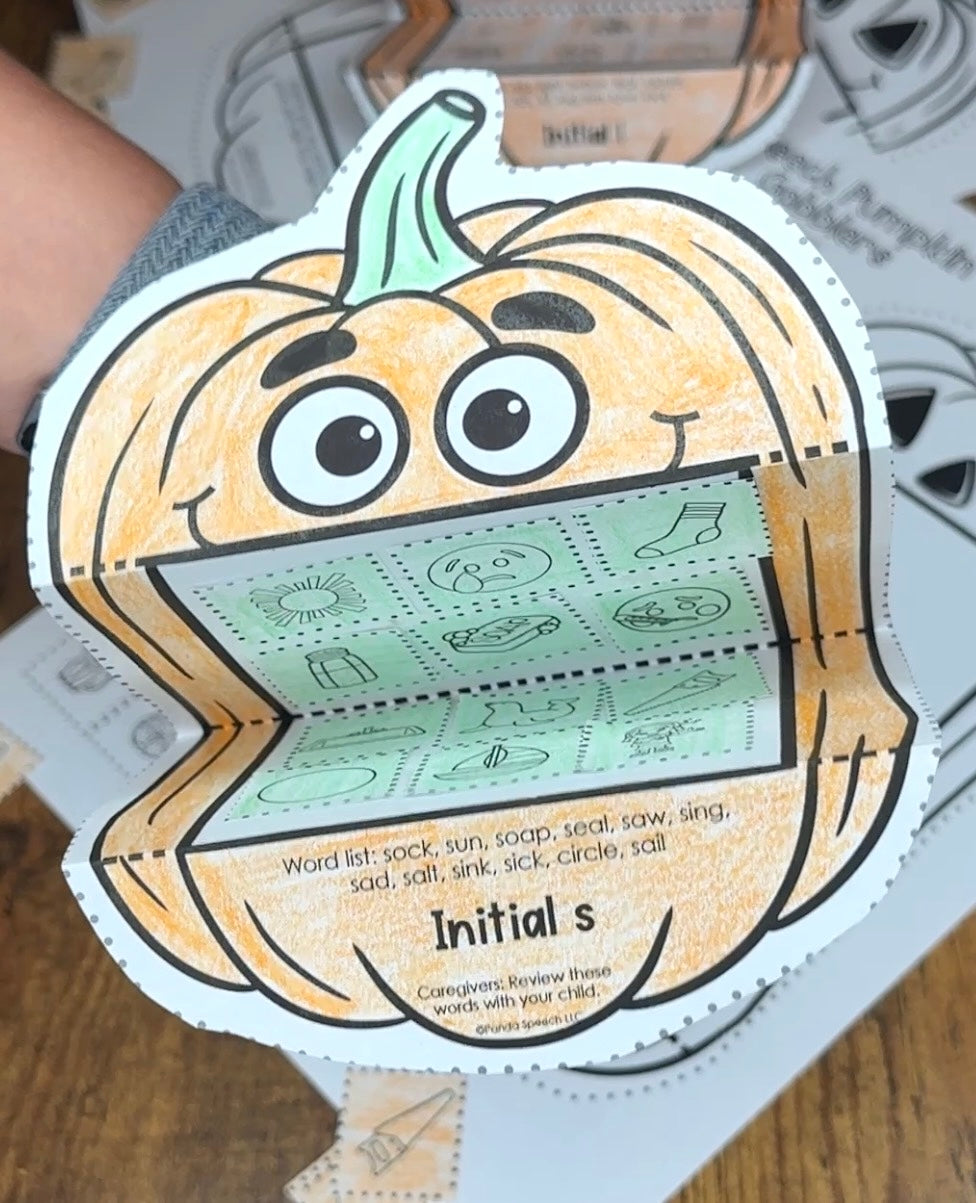 Speech Pumpkin Gobblers for Speech Therapy ~ Articulation and Language No Prep One Page Craft