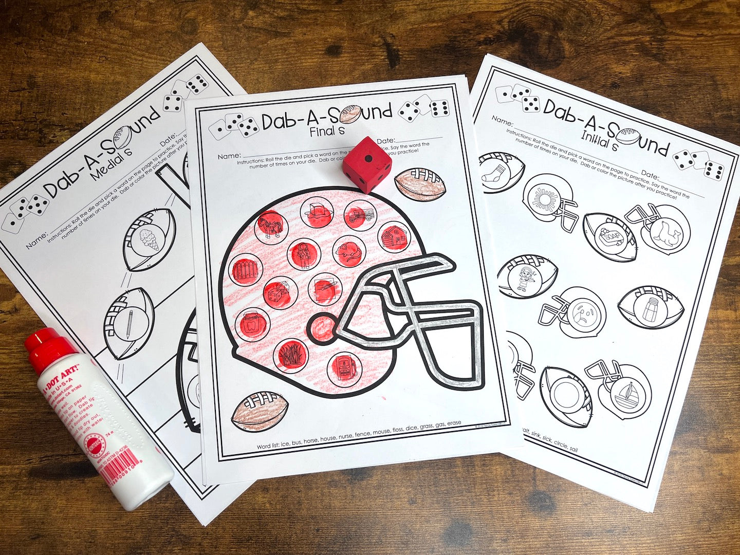 Dab a Sound Football Edition ~ Print & Go for Articulation Speech Therapy
