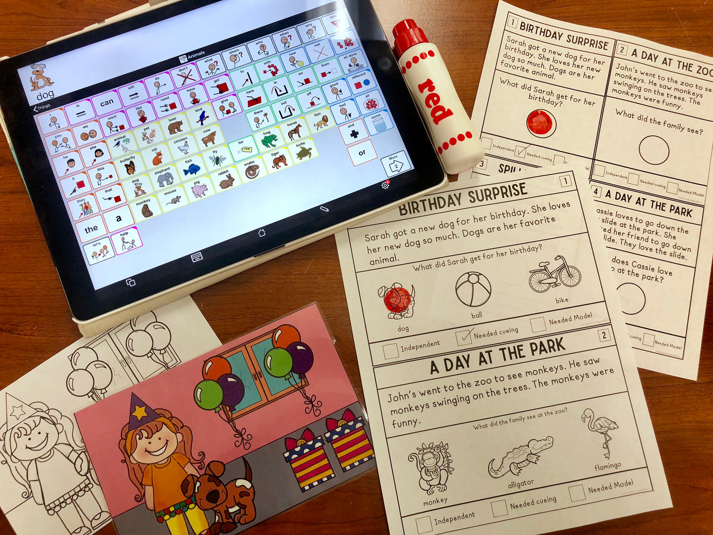 Simple Story Comprehension with picture support, great for AAC Users (Print and make activity)