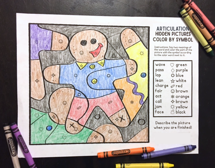 Color by Symbol Hidden Pictures - Christmas~ A Speech Therapy Activity (Articulation and Language)