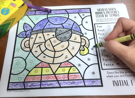 Color by Symbol Hidden Pictures - Pirates ~ A Speech Therapy Articulation Activity