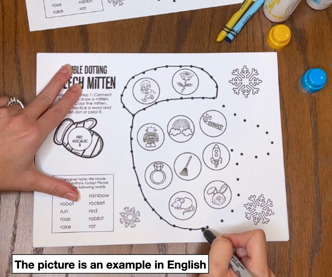 Mitón de Habla~ Speech Therapy Art Activity in Spanish