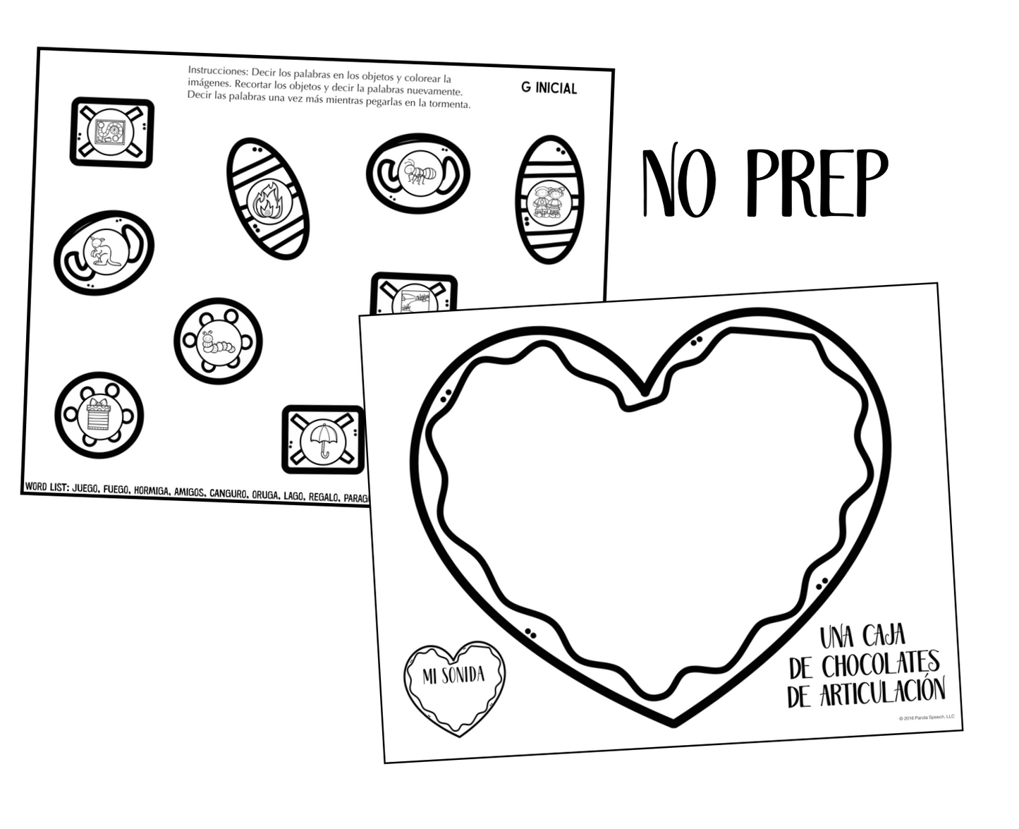 Una Caja De Chocolates De Articulación~ Speech Therapy Cut & Paste Craft in Spanish
