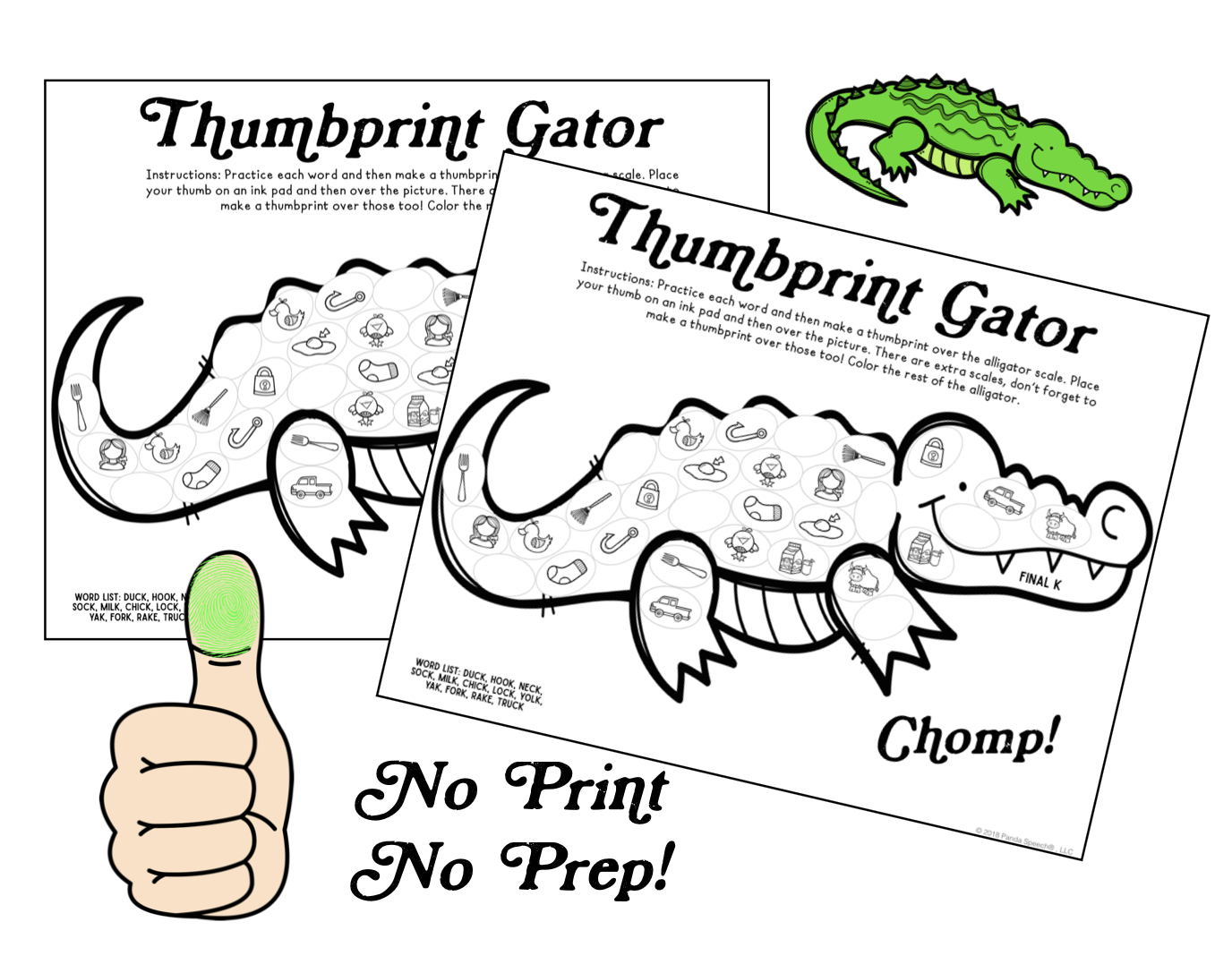 Gator Thumbprints A Speech Therapy Craft Activity ~ Articulation Practice