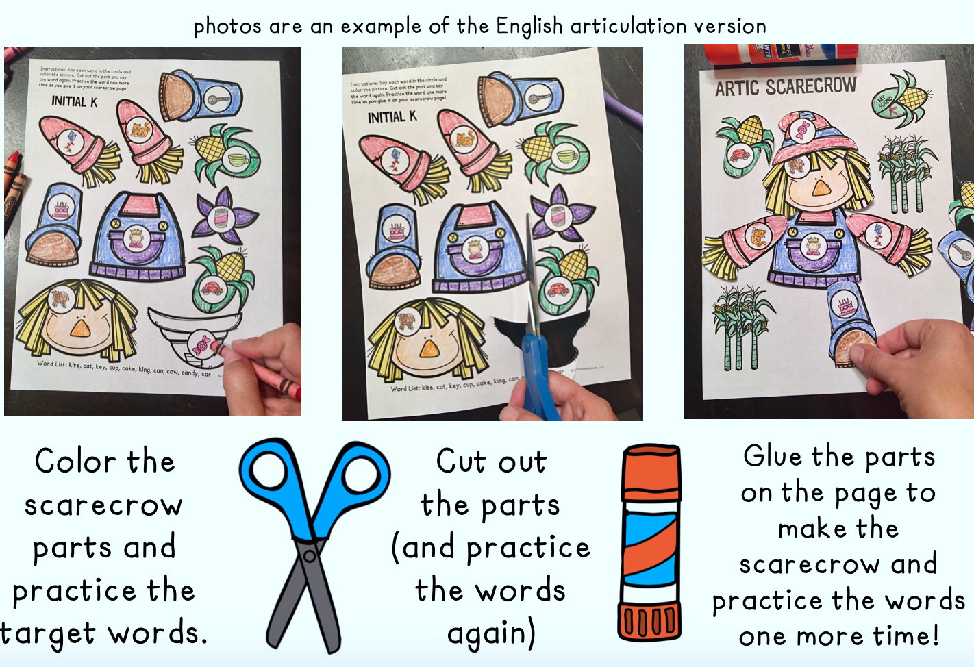 Epantapajáros de Articulación ~ Speech Therapy Cut & Paste Craft in Spanish