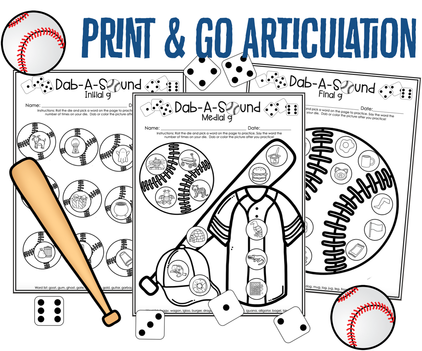 Dab a Sound Baseball Edition ~ Print & Go for Articulation Speech Therapy