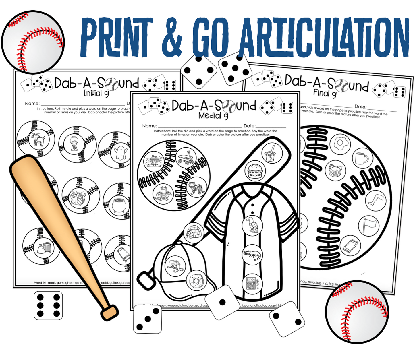 Dab a Sound Baseball Edition ~ Print & Go for Articulation SpeechTherapy