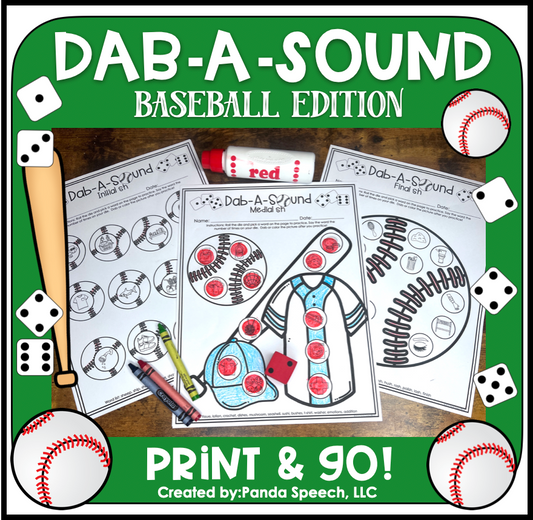 Dab a Sound Baseball Edition ~ Print & Go for Articulation Speech Therapy