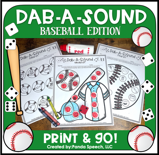 Dab a Sound Baseball Edition ~ Print & Go for Articulation SpeechTherapy