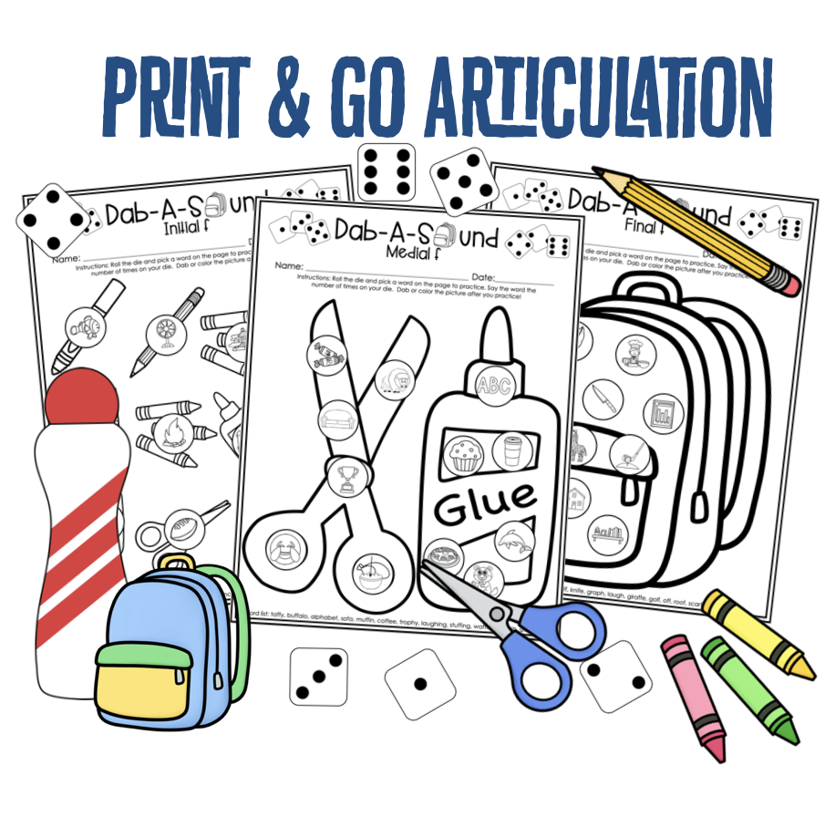 Dab a Sound Back to School Edition ~ Print & Go for Articulation Speech Therapy