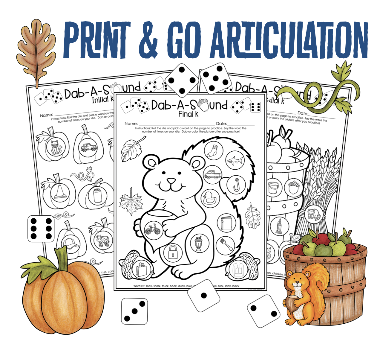 Dab a Sound Fall Edition ~ Print & Go for Articulation Speech Therapy