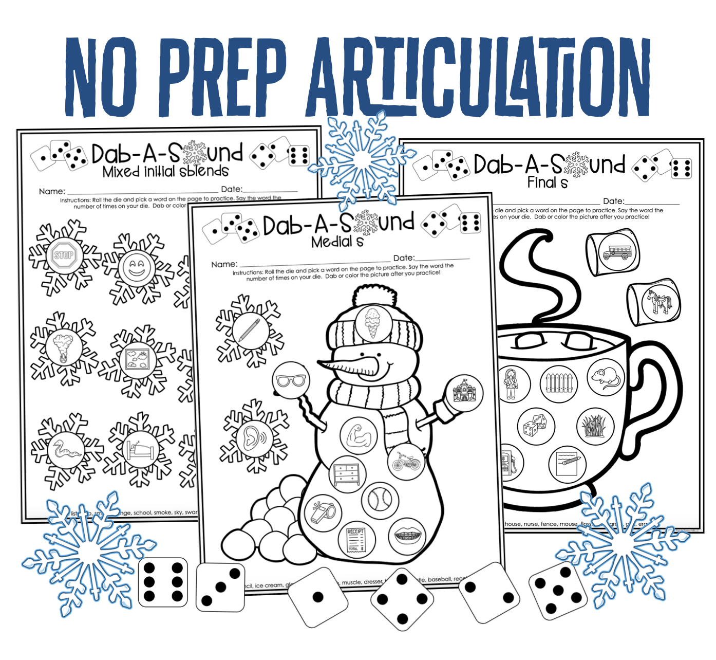 Dab a Sound Winter Edition ~ Print & Go for Articulation Speech Therapy