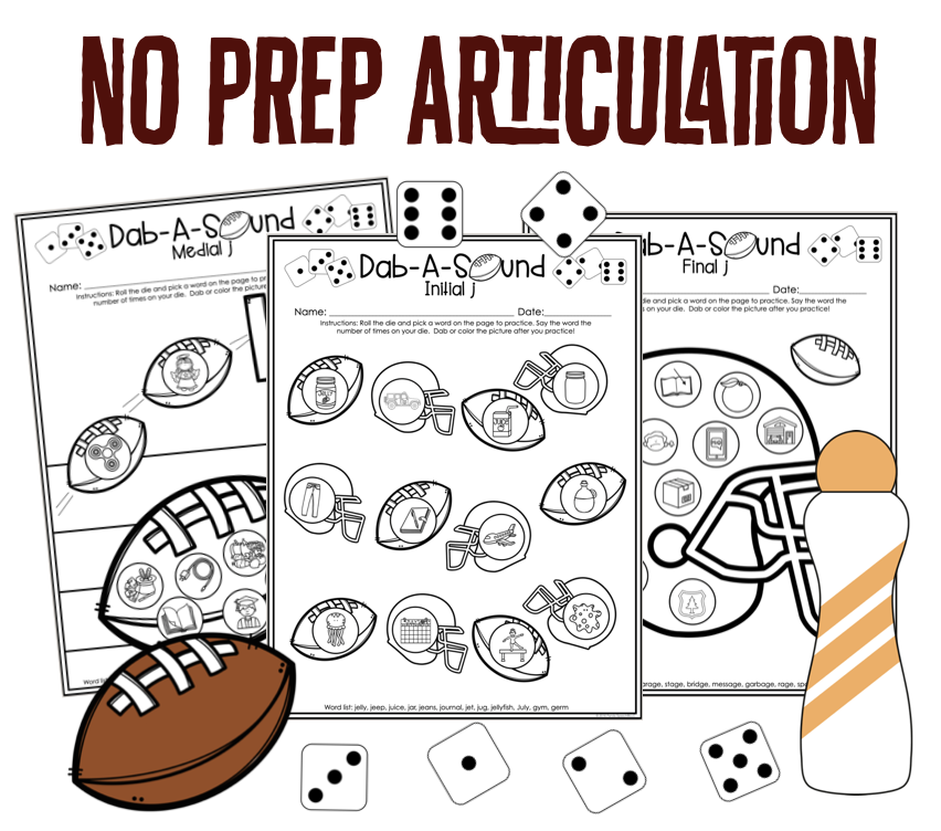 Dab a Sound Football Edition ~ Print & Go for Articulation Speech Therapy