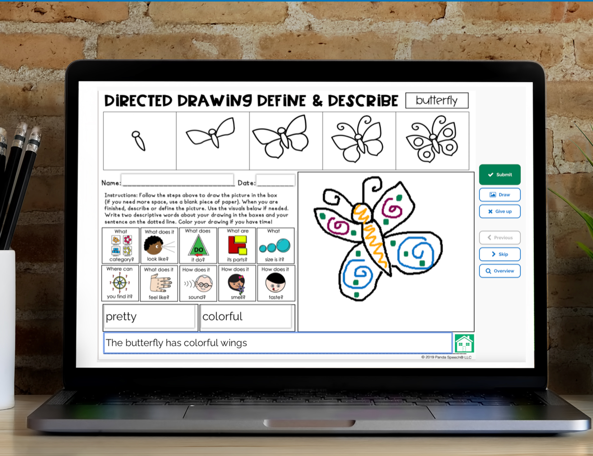 Seasonal Directed Drawing Define & Describe  ~ Print & Go for Speech Therapy + digital options