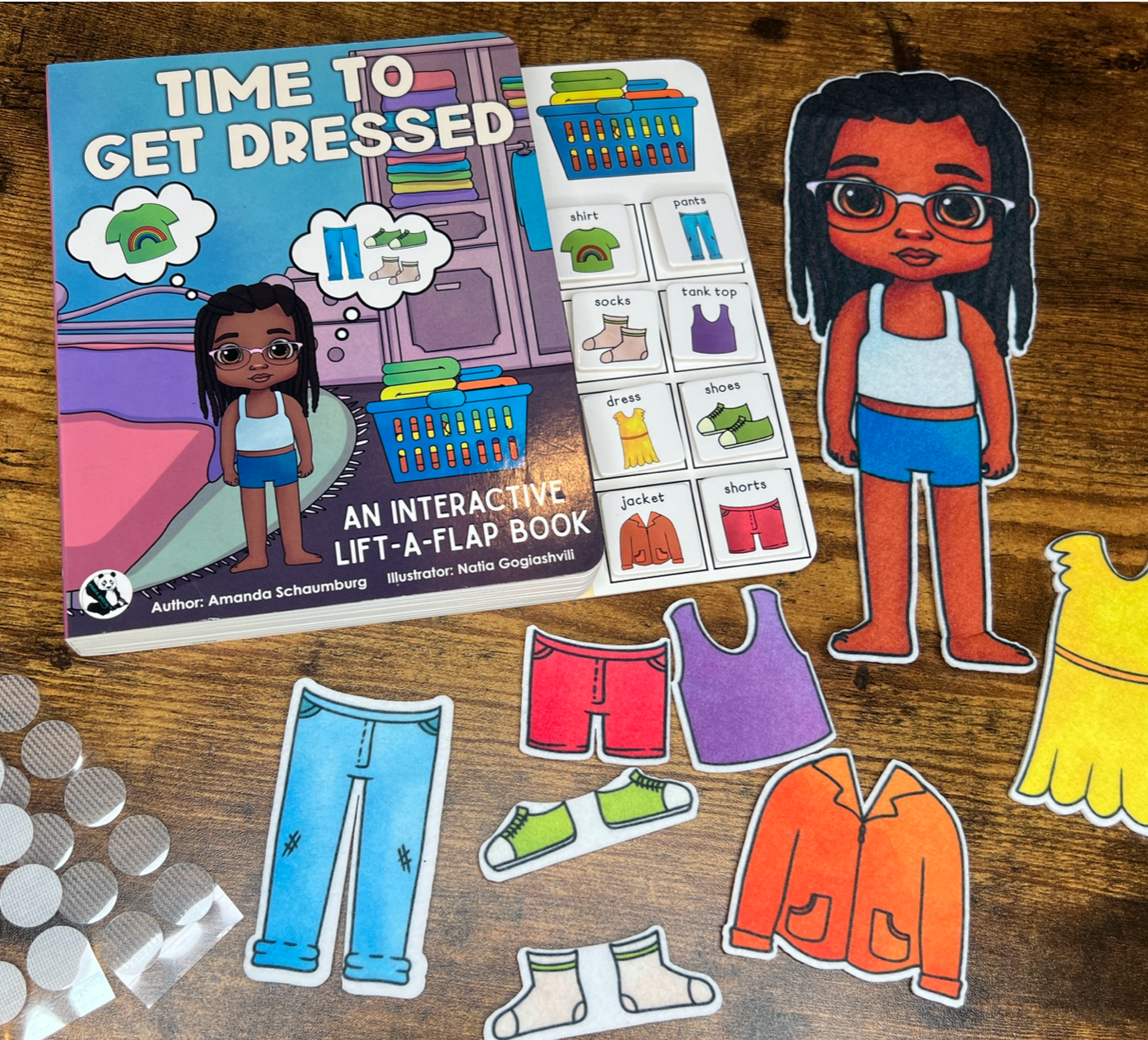 Felt Story Companion Set for Time to Get Dressed~ Felt character from book (Mya) and clothing items