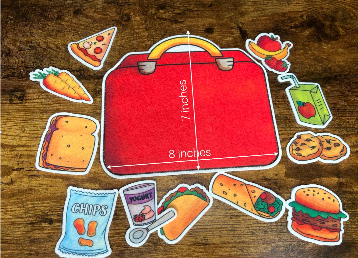 Felt Story Companion Set for Jenna's Lunch~ Felt lunchbox and food items (from book)