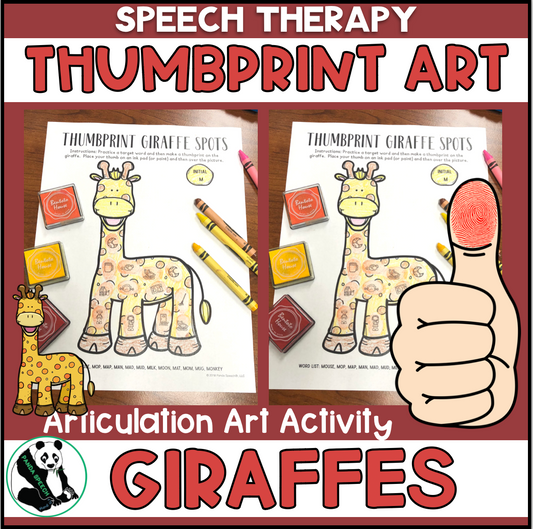 Giraffe Spots Thumbprints A Speech Therapy Craft Activity ~ Articulation Practice