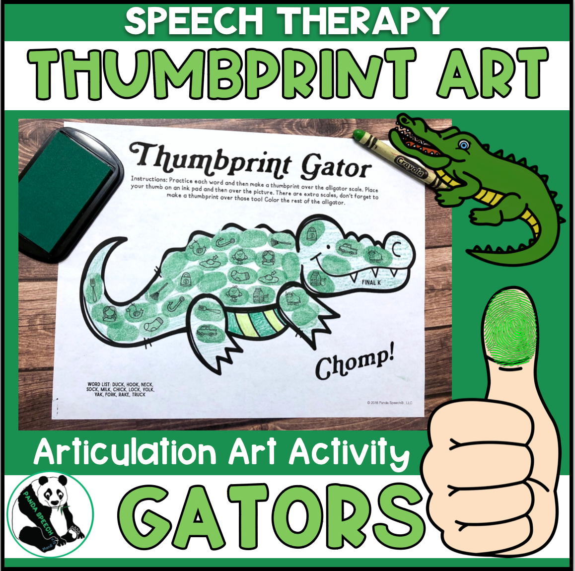 Gator Thumbprints A Speech Therapy Craft Activity ~ Articulation Practice