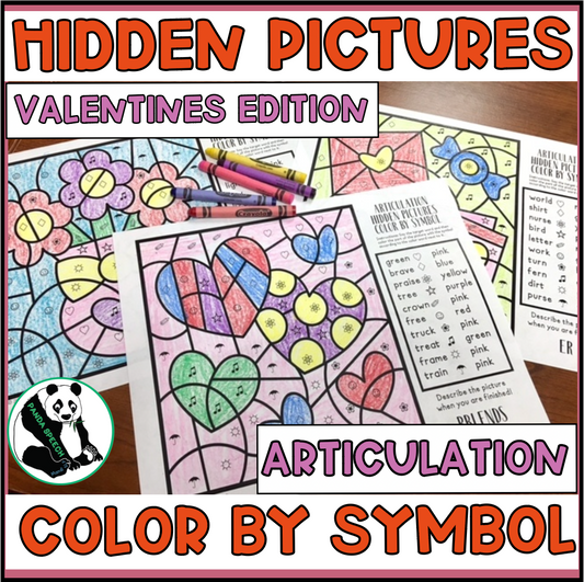 Color by Symbol Hidden Pictures - Valentines ~ A Speech Therapy Articulation Activity