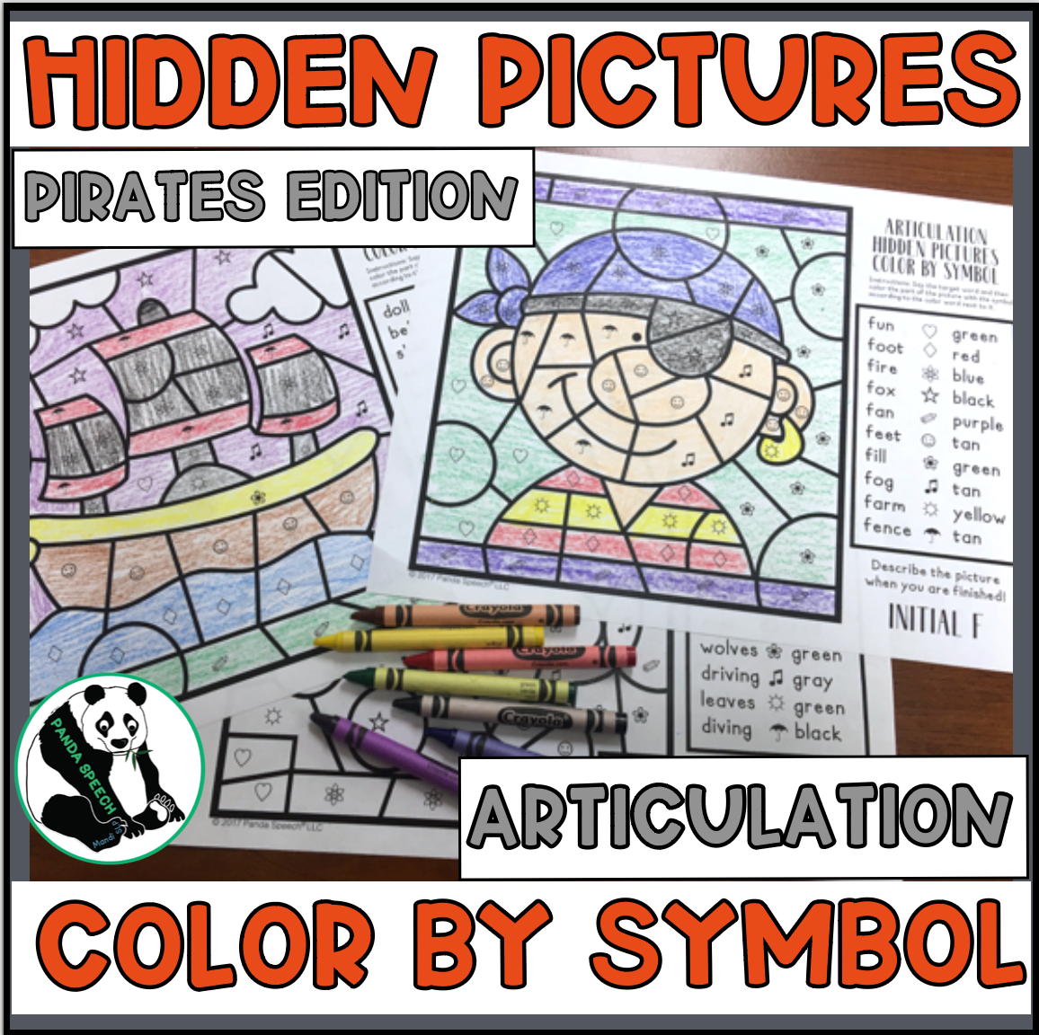 Color by Symbol Hidden Pictures - Pirates ~ A Speech Therapy Articulation Activity