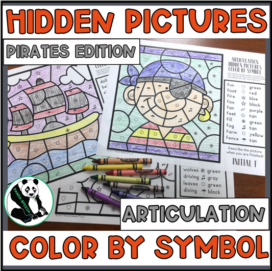 Color by Symbol Hidden Pictures - Pirates ~ A Speech Therapy Articulation Activity