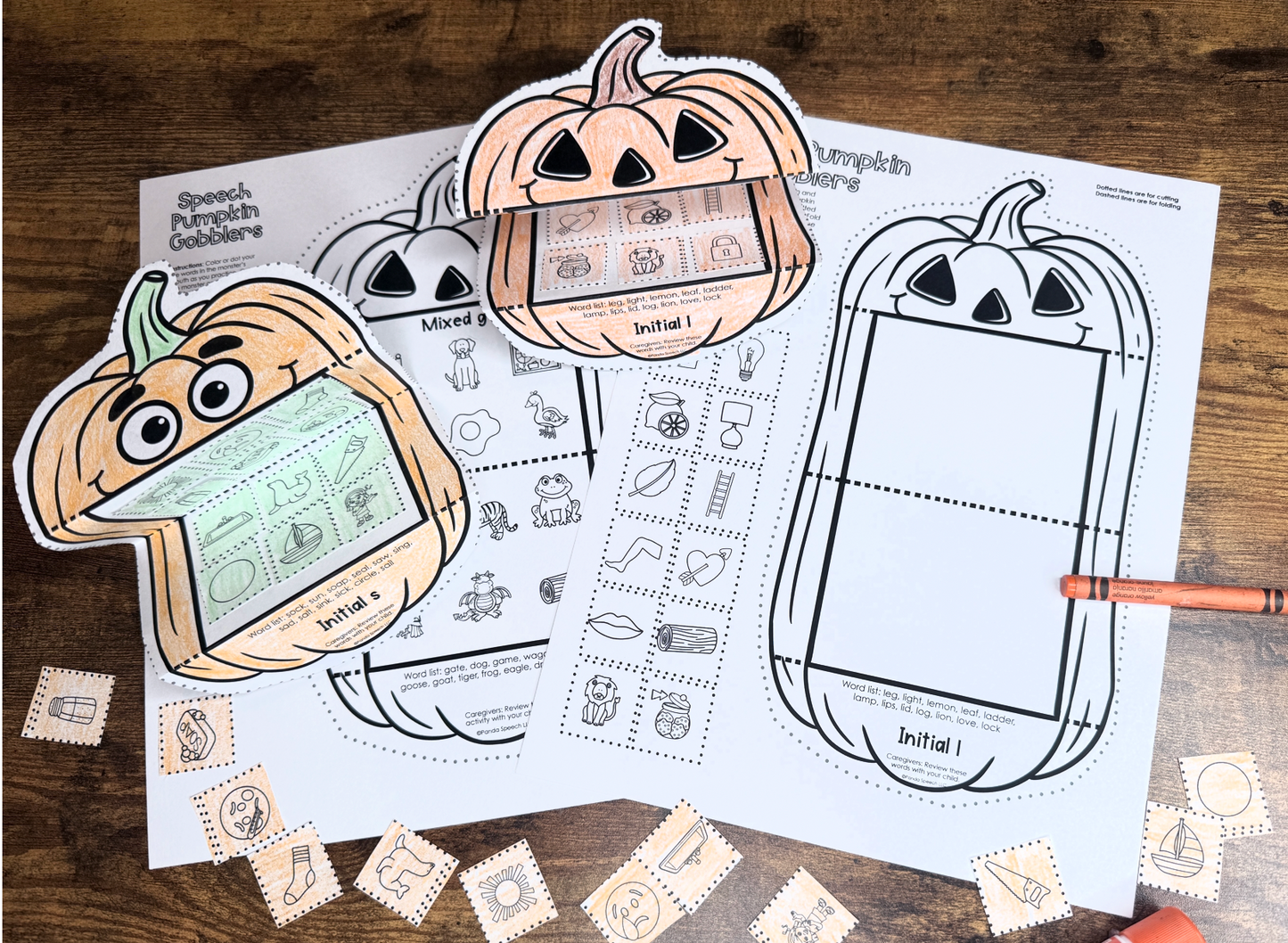 Speech Pumpkin Gobblers for Speech Therapy ~ Articulation and Language No Prep One Page Craft