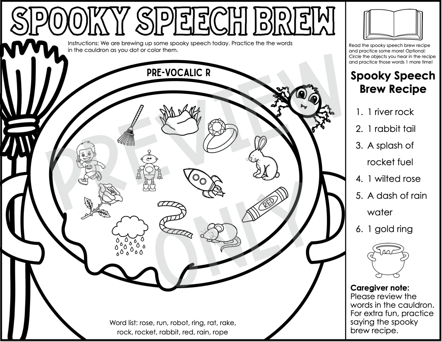 Spooky Speech Brew ~ Articulation Speech Therapy Activity