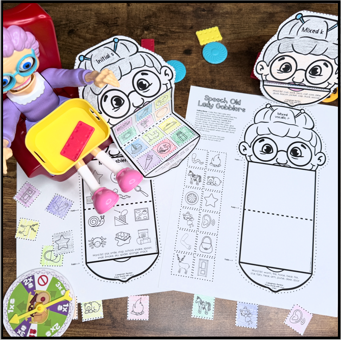 Speech Therapy Old Lady Gobblers ~ Book Companion OR Game Companion