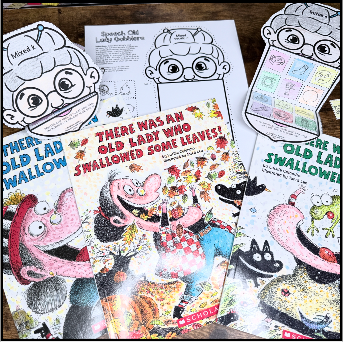 Speech Therapy Old Lady Gobblers ~ Book Companion OR Game Companion