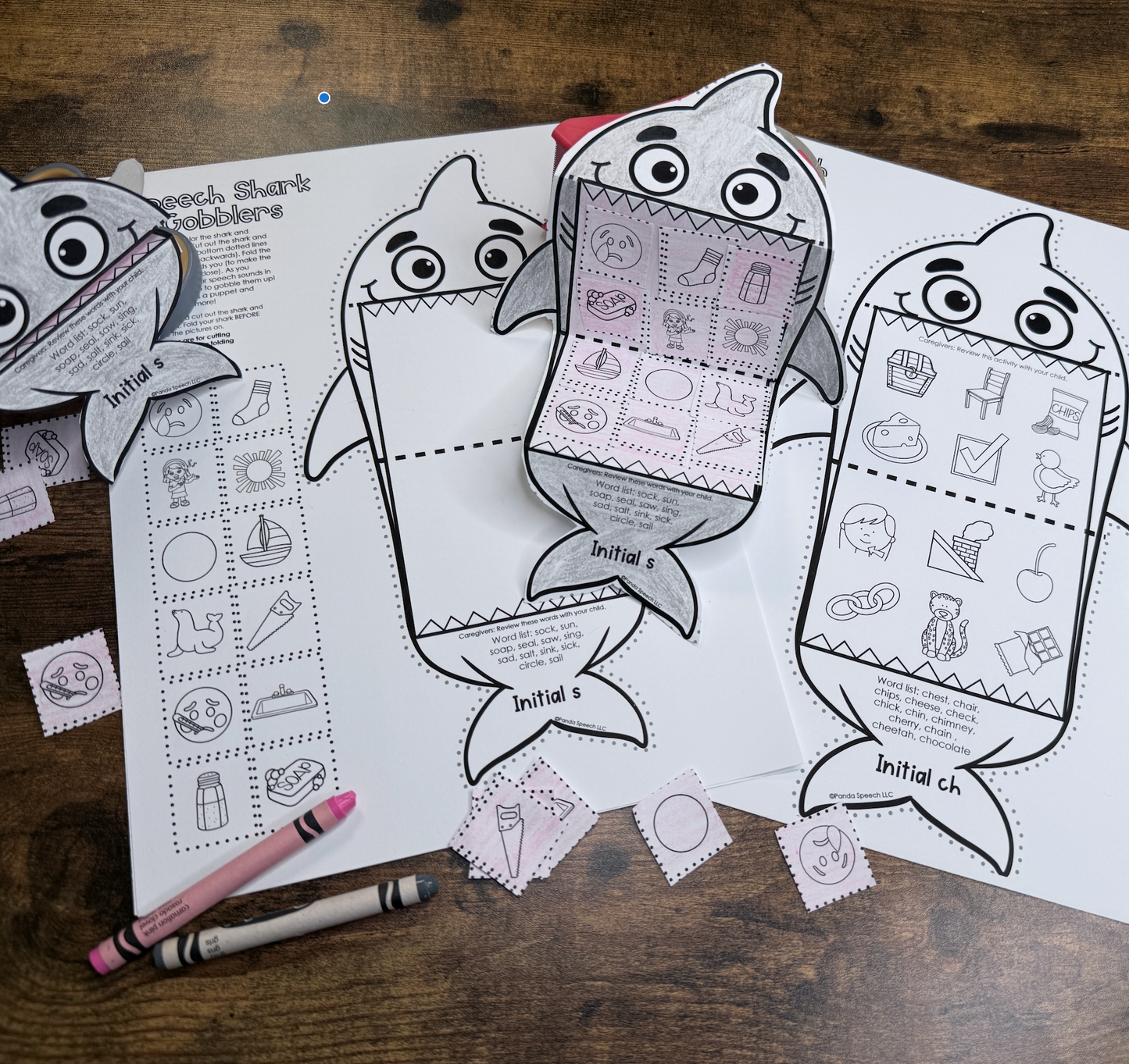 Shark Gobblers for Speech Therapy ~ Articulation and Language No Prep One Page Craft