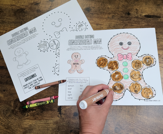 Double Dotting Speech Gingerbread Man ~ A Speech Therapy Art Activity