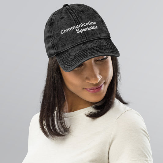 "Communication Specialist" Vintage Cotton Twill Cap