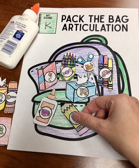 Pack the Bag Articulation~ Speech Therapy Cut & Paste Craft