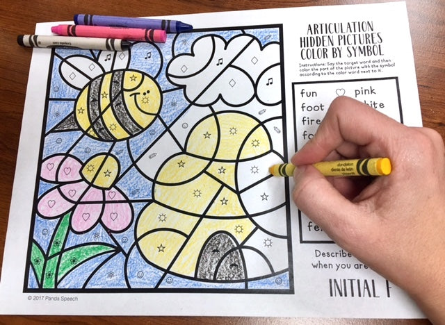 Color by Symbol Hidden Pictures SPRING!~ Print & Go Coloring Pages for Speech Therapy