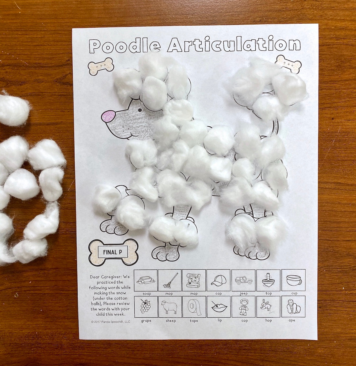 Poodle Articulation and Language! Speech Therapy Cotton Ball craft