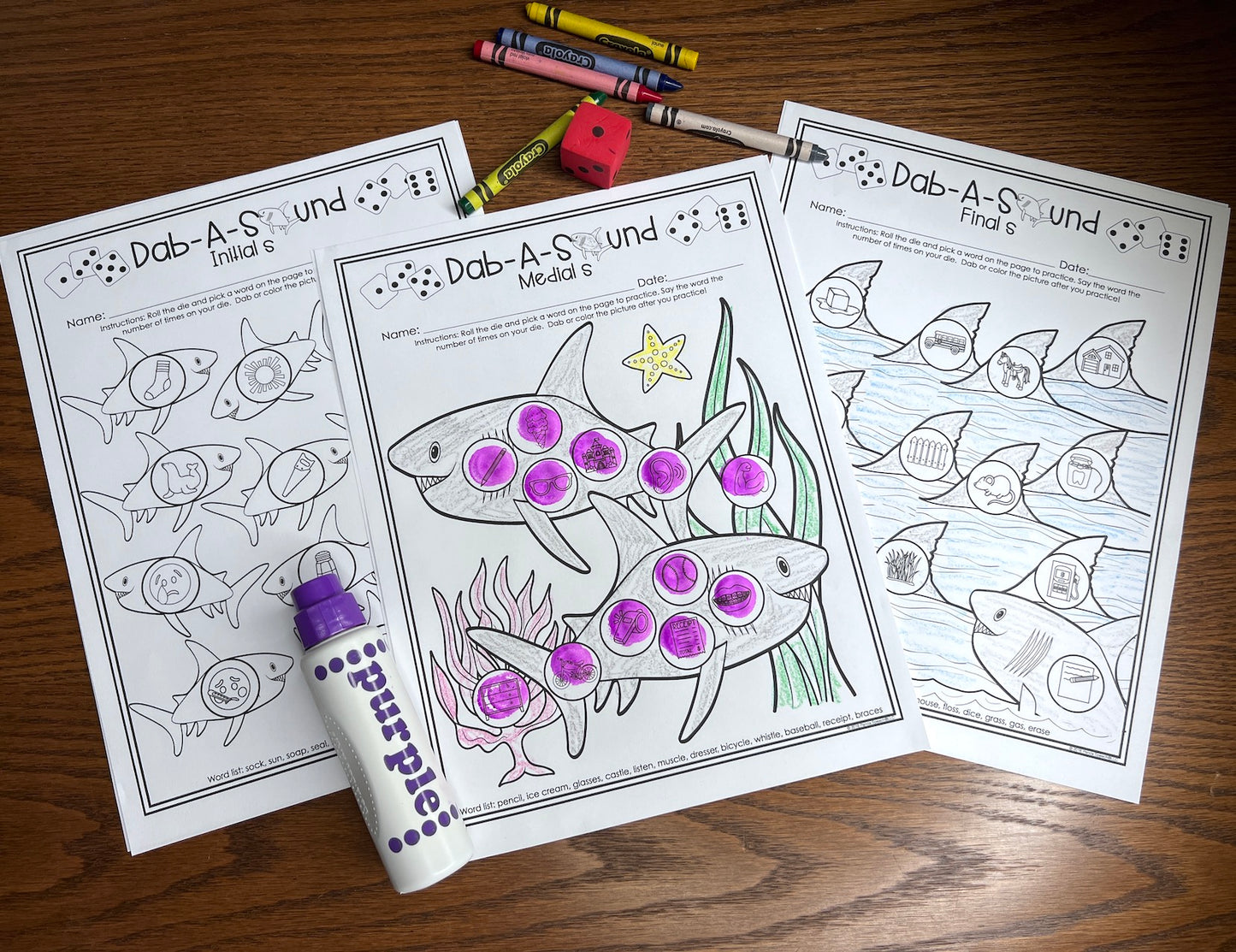 Dab a Sound Shark Edition ~ Print & Go for Articulation Speech Therapy
